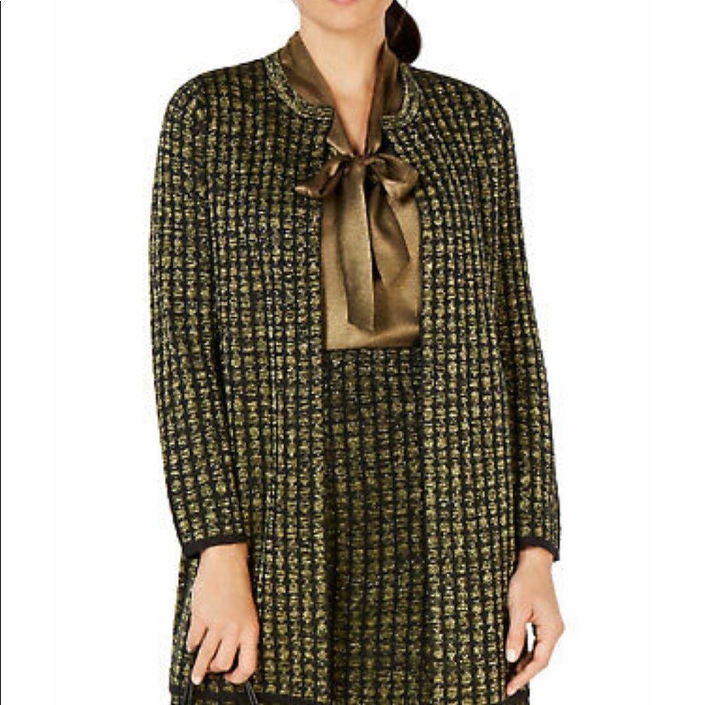 Kasper black gold duster sweater
